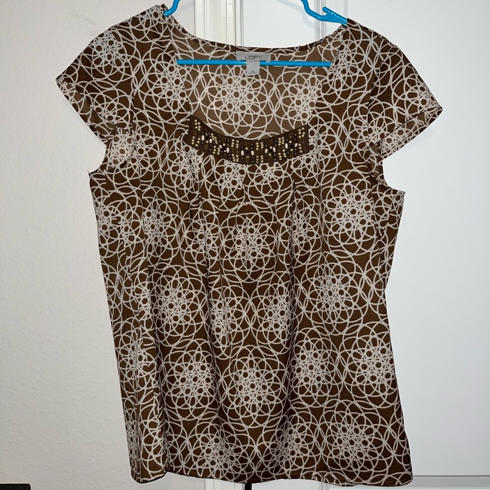 Cute brown beaded work shirt